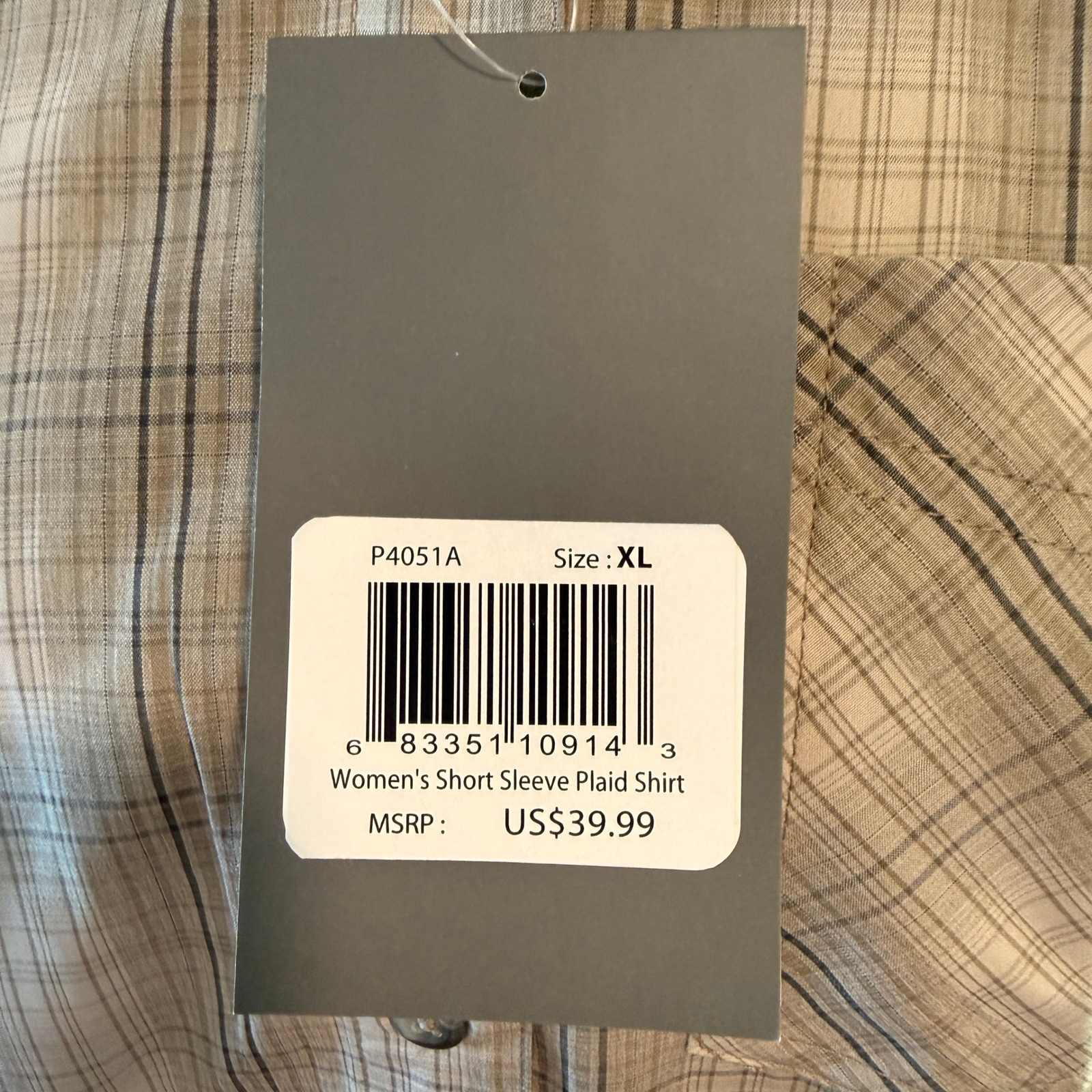 Solstice Women's Gray Plaid Short Sleeve Button Up Shirt Size Xl Nwt — image 2 of 5